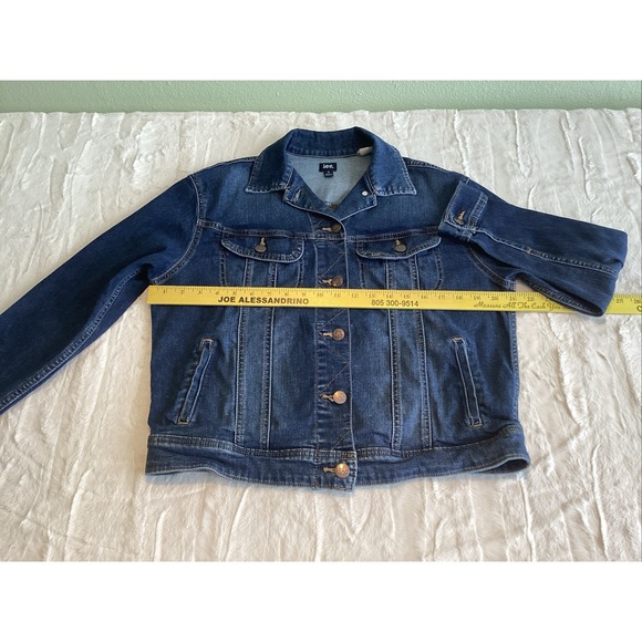 Vintage Lee Easy Rider Denim Jean Jacket Medium Dark Wash Blue Punk 90s Mens M - Picture 2 of 6